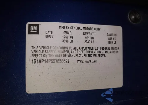 2005 Chevrolet Cobalt Ss Supercharged из США, поврежденный, VIN 1G1AP14P557658692